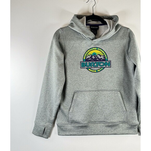 Burton Kids Hoodie Gray Oak Pullover Sweatshirt Graphic Outdoor Medium 10-12 - Picture 5 of 10